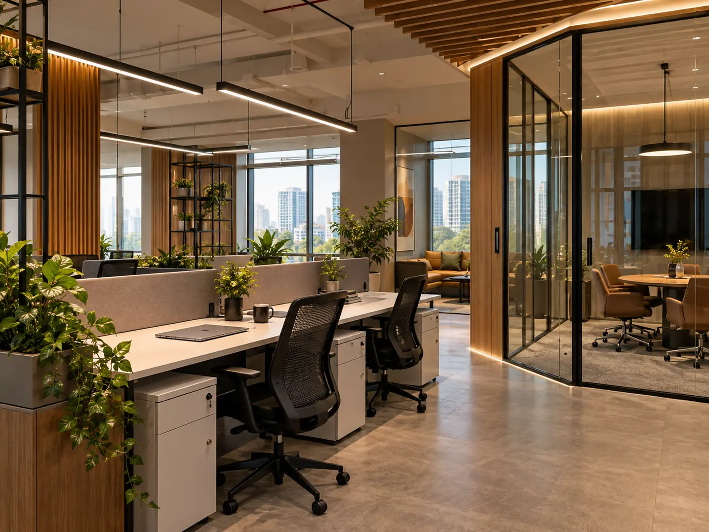 Modern office interior and workstations in Gurugram